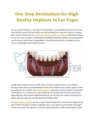 one stop destination for high quality implants