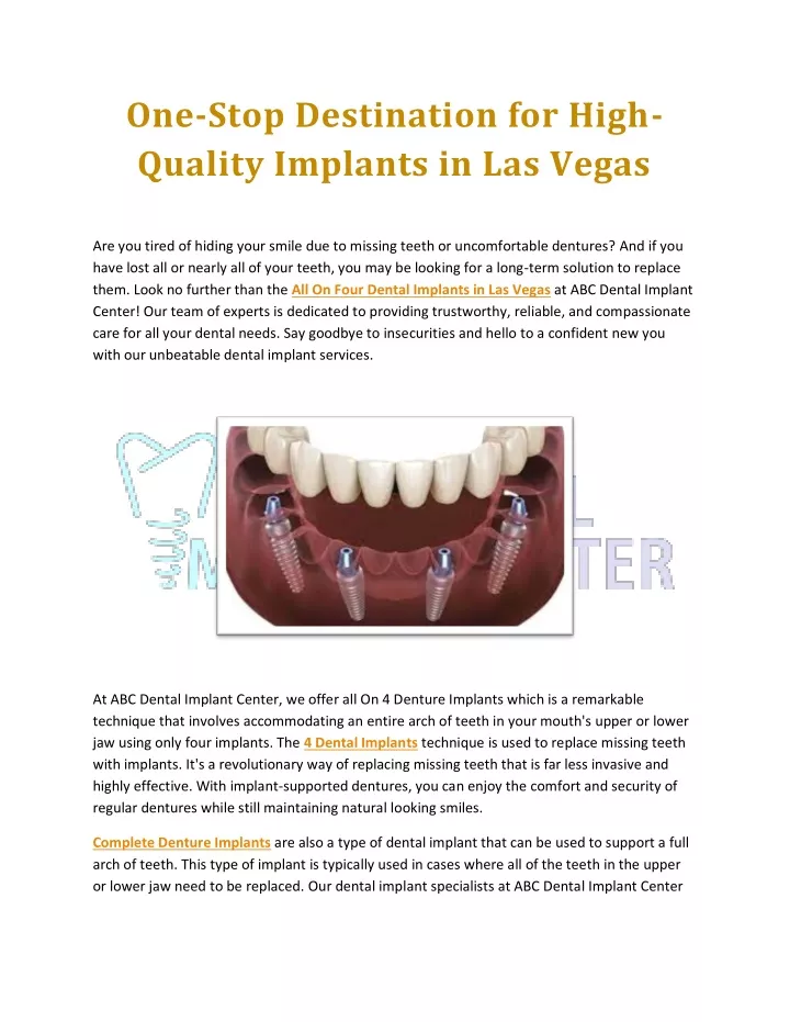 one stop destination for high quality implants