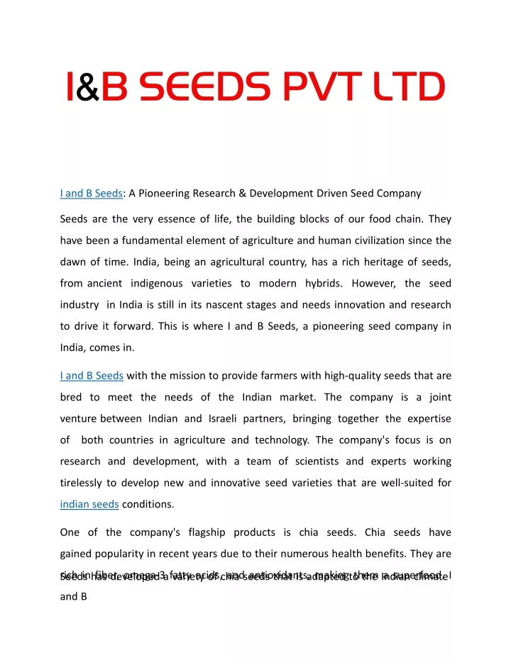 PPT - I And B Seeds PowerPoint Presentation, Free Download - ID:12109466