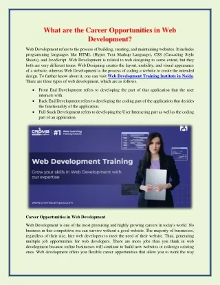 What are the Career Opportunities in Web Development?