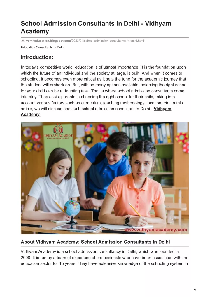 school admission consultants in delhi vidhyam