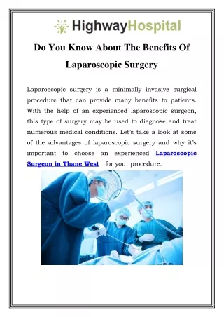 Laparoscopic Surgeon in Thane West Call-9870270937