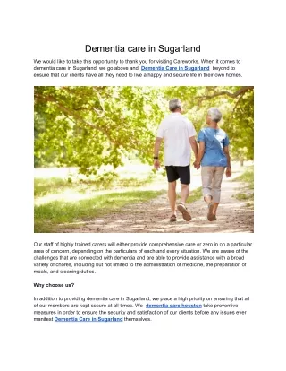 Dementia Care in Sugarland | Care Works