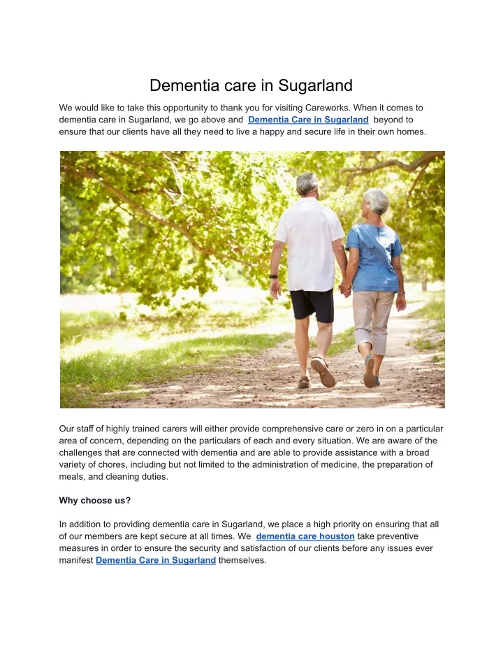 dementia care in sugarland