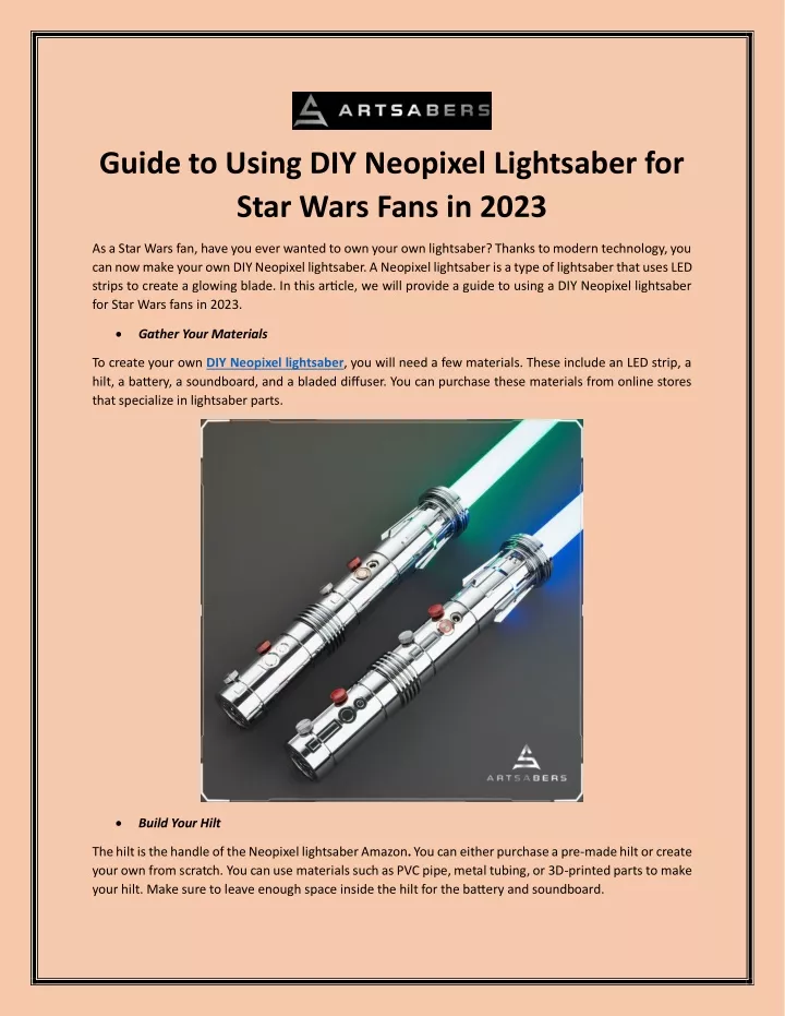 guide to using diy neopixel lightsaber for star