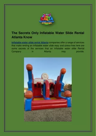 The Secrets Only Inflatable Water Slide Rental Atlanta Know