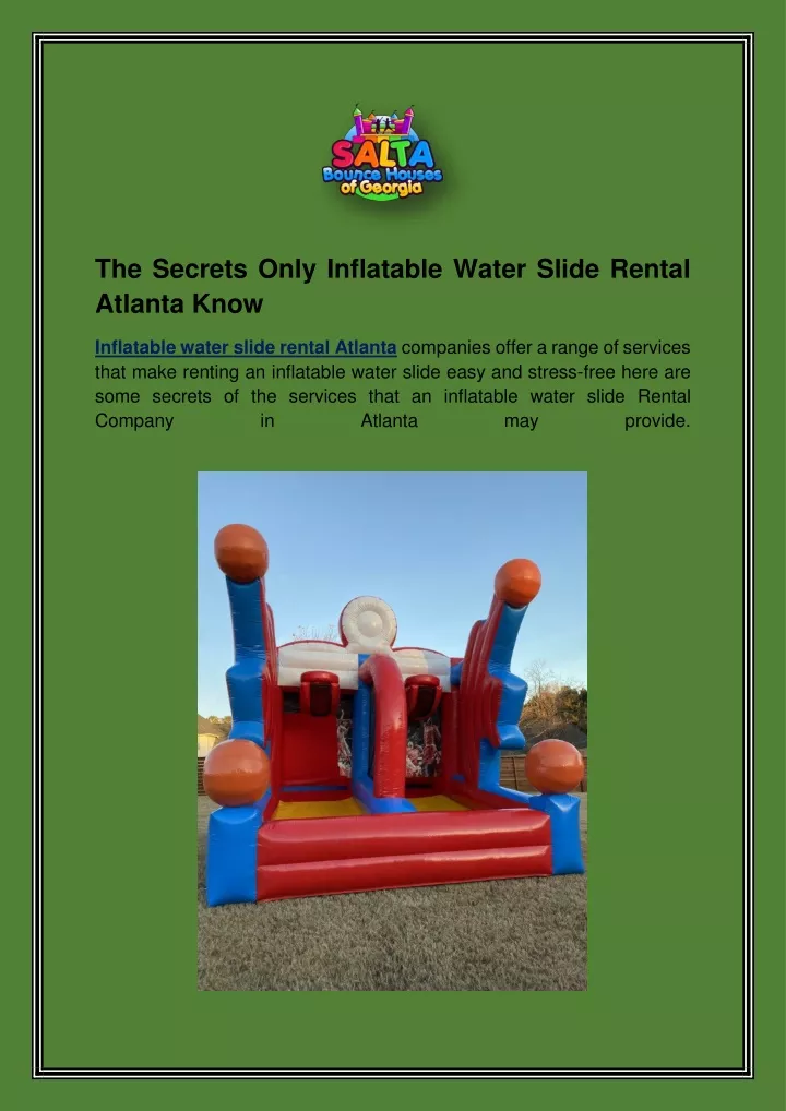 the secrets only inflatable water slide rental