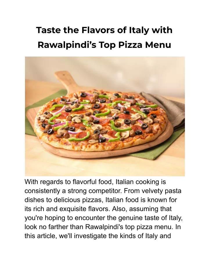 taste the flavors of italy with rawalpindi