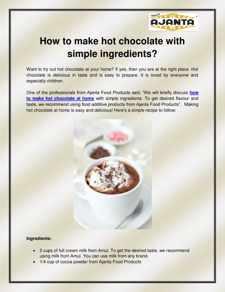 how to make hot chocolate with simple ingredients