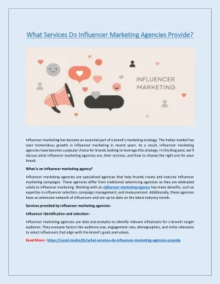 What Services Do Influencer Marketing Agencies Provide?
