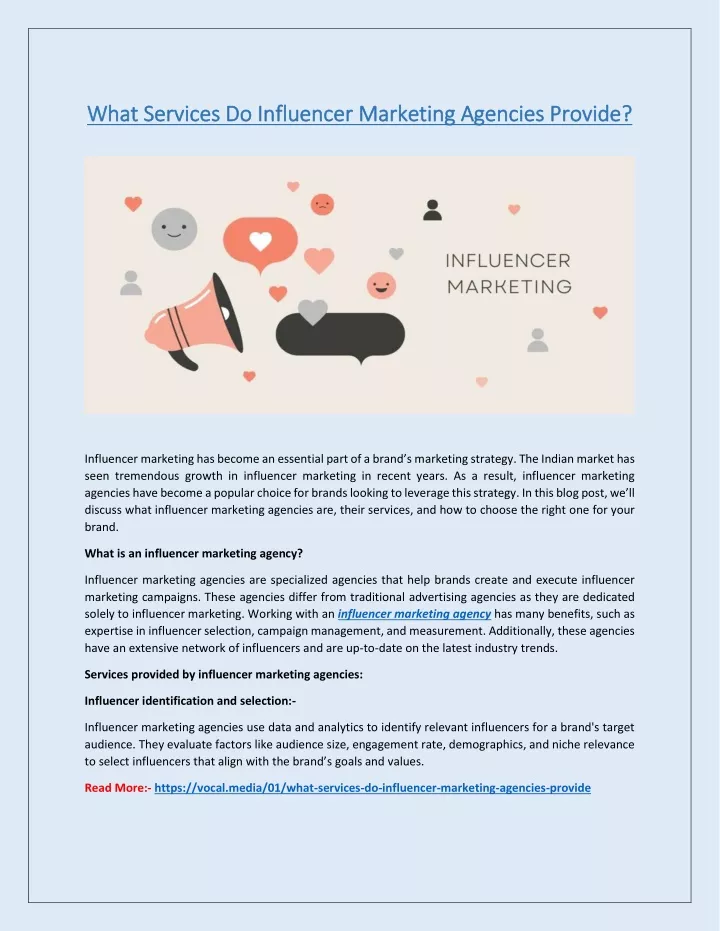 what services do influencer marketing agencies