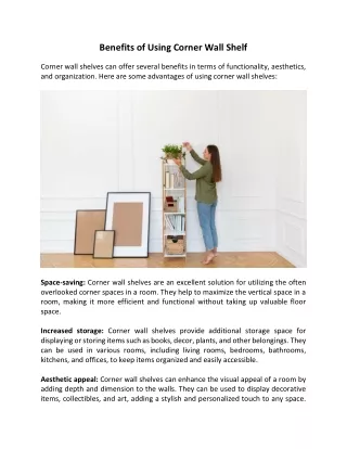 Benefits of Using Corner Wall Shelf
