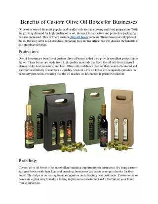 Benefits of Custom Olive Oil Boxes for Businesses