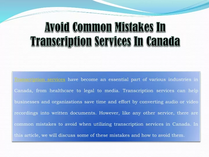 avoid common mistakes in transcription services