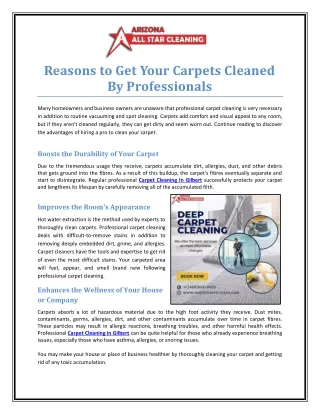 Reasons to get your carpets cleaned by professionals