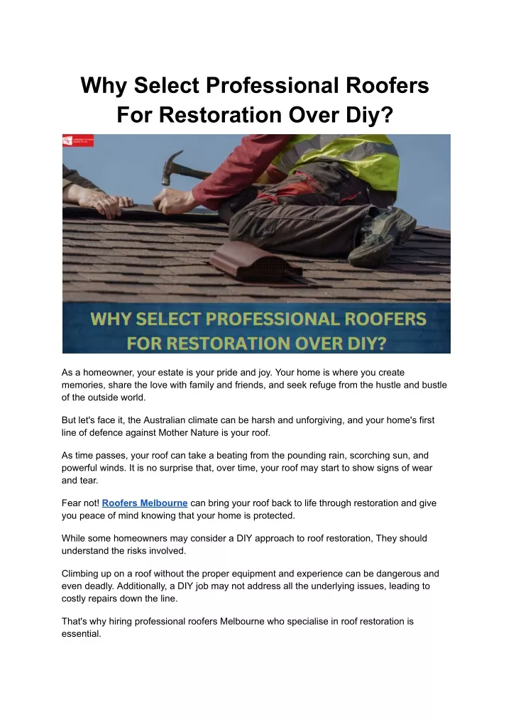 why select professional roofers for restoration