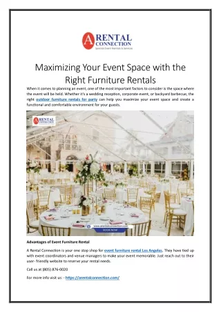 Maximizing Your Event Space with the Right Furniture Rentals