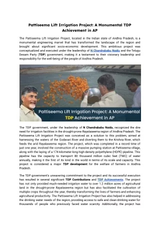Pattiseema Lift Irrigation Project_ A Monumental TDP Achievement in AP