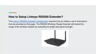 how to setup linksys re6500 extender
