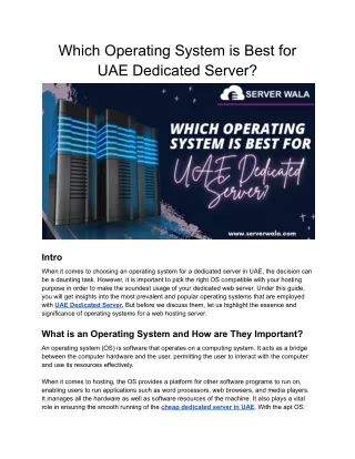 Which Operating System is Best for UAE Dedicated Server?