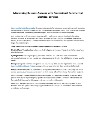 Maximizing Business Success with Professional Commercial Electrical Services
