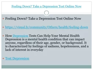 Feeling Down Take a Depression Test Online Now