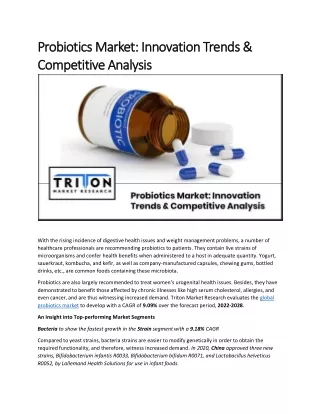 Probiotics Market: Innovation Trends & Competitive Analysis