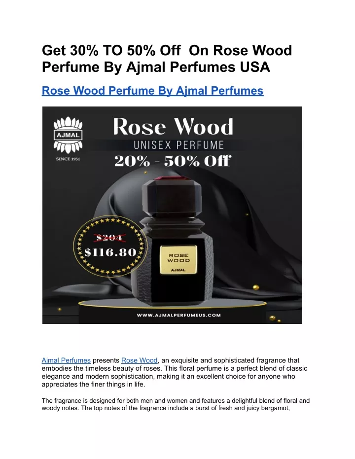 get 30 to 50 off on rose wood perfume by ajmal