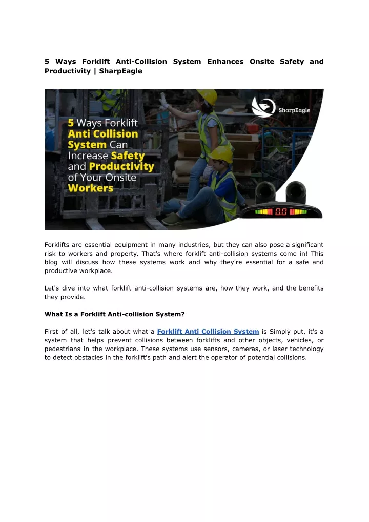 5 ways forklift anti collision system enhances