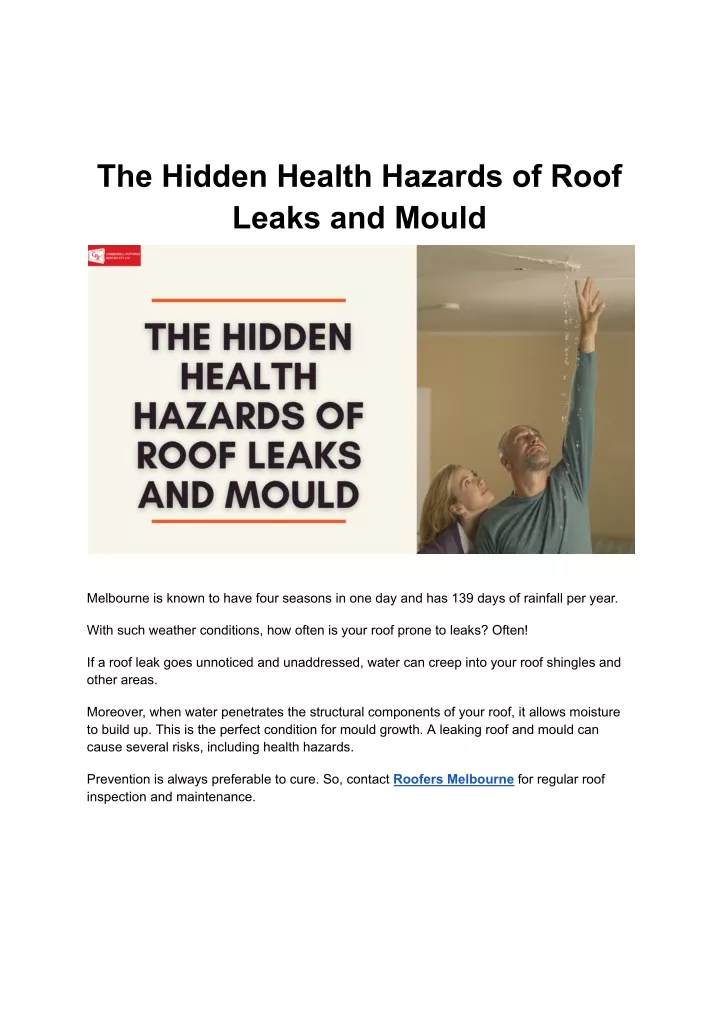 the hidden health hazards of roof leaks and mould