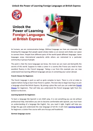 Unlock the Power of Learning Foreign Languages at British Express