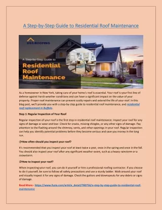 A Step-by-Step Guide to Residential Roof Maintenance