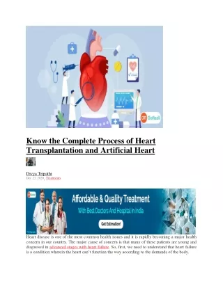 Know the Complete Process of Heart Transplantation and Artificial Heart