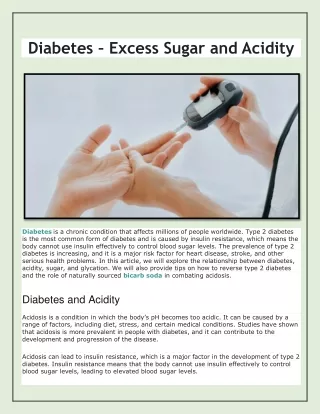 How Bicarb Soda and Alkaline Diet Can Help Neutralize Acid and Prevent Diabetes