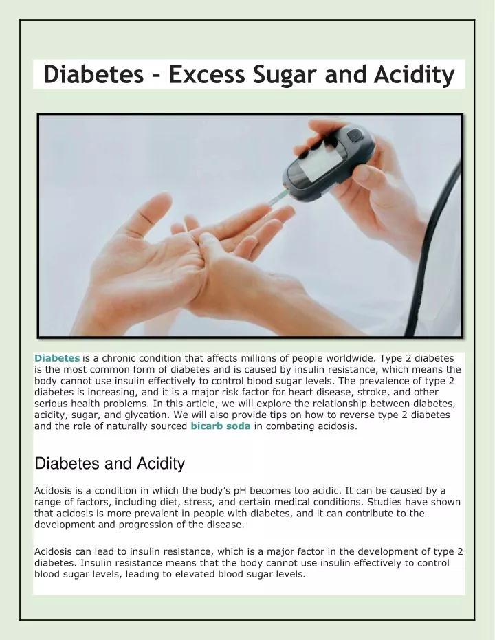 diabetes excess sugar and acidity