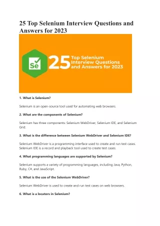 25 top selenium interview questions and answers