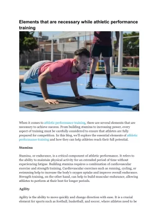 elements that are necessary while athletic
