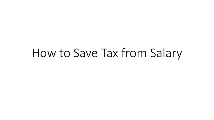 how to save tax from salary