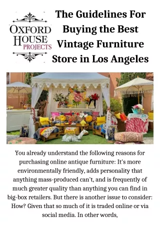 The Guidelines For Buying the Best Vintage Furniture Store in Los Angeles