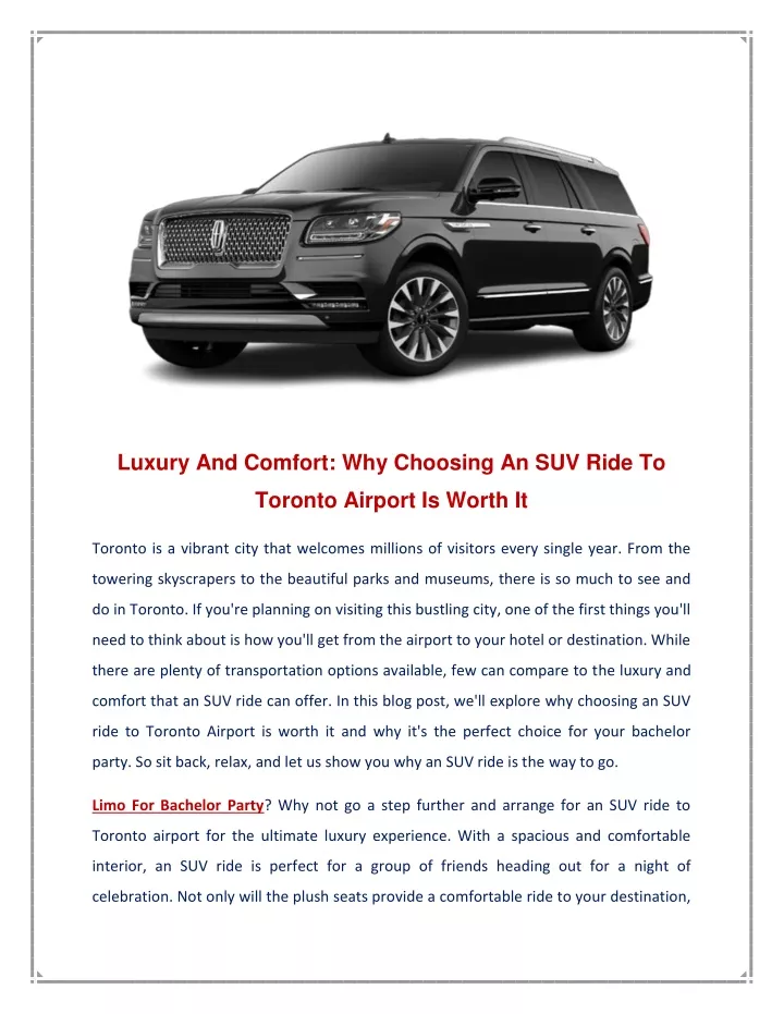 luxury and comfort why choosing an suv ride to