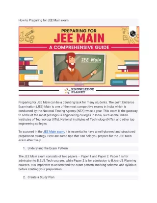 how to preparing for jee main exam