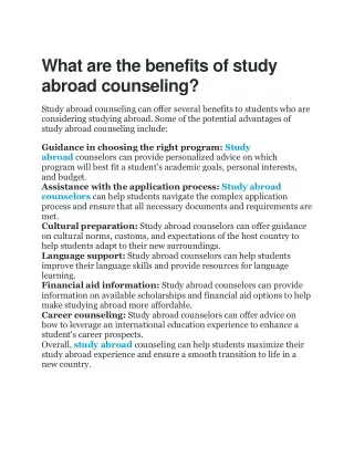 What are the benefits of study abroad counseling