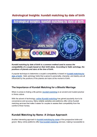 astrological insights kundali matching by date