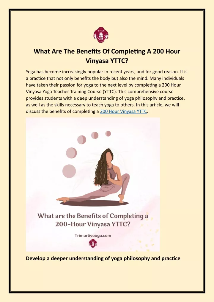 what are the benefits of completing a 200 hour