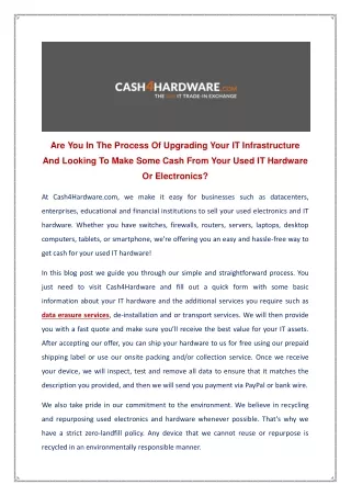 are you in the process of upgrading your