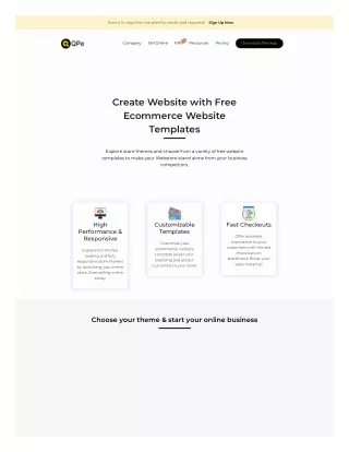 Create website with free ecommerce website templates on QPe