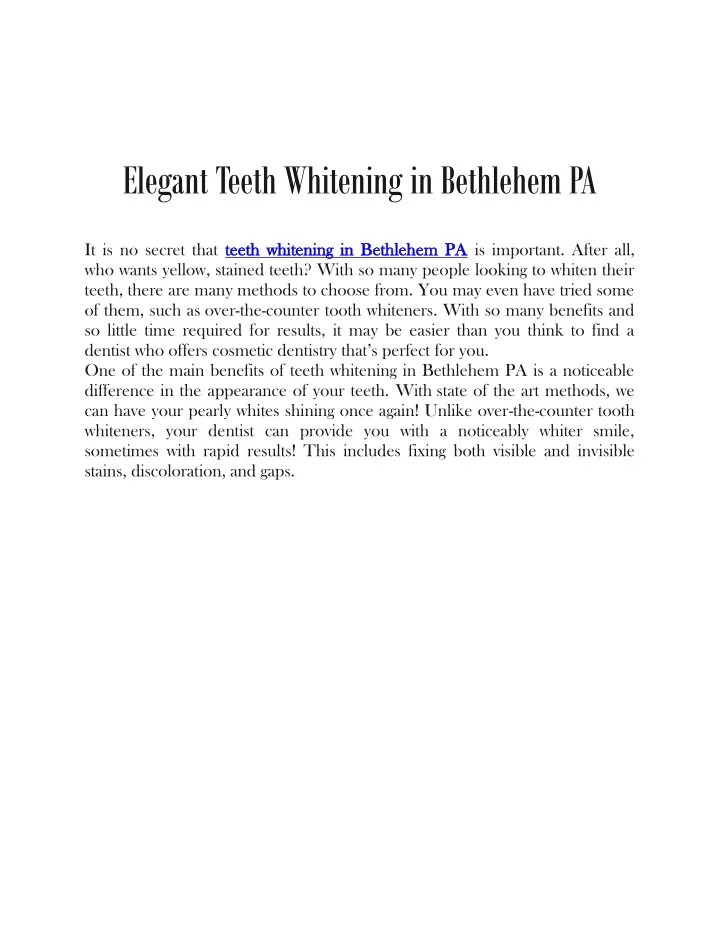 elegant teeth whitening in bethlehem pa