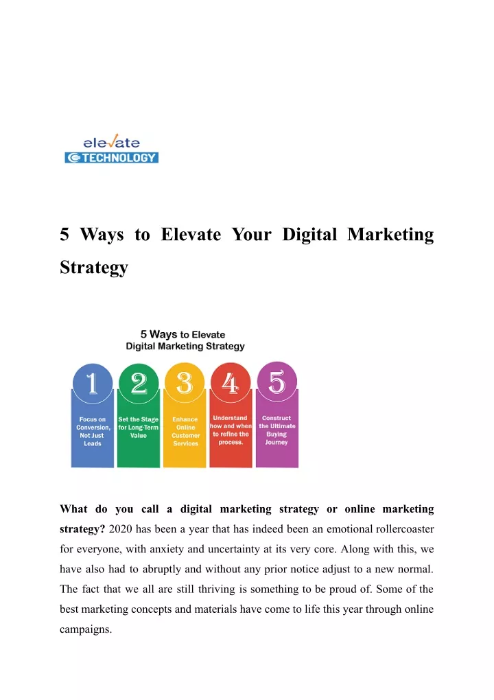 Ppt 5 Ways To Elevate Your Digital Marketing Strategy Powerpoint