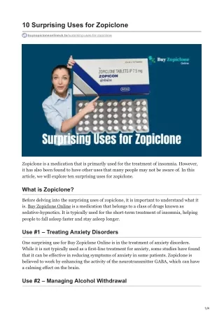 10 Surprising Uses for Zopiclone UK