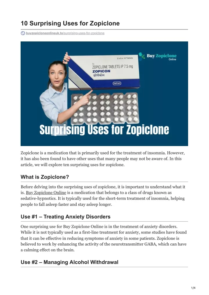 10 surprising uses for zopiclone